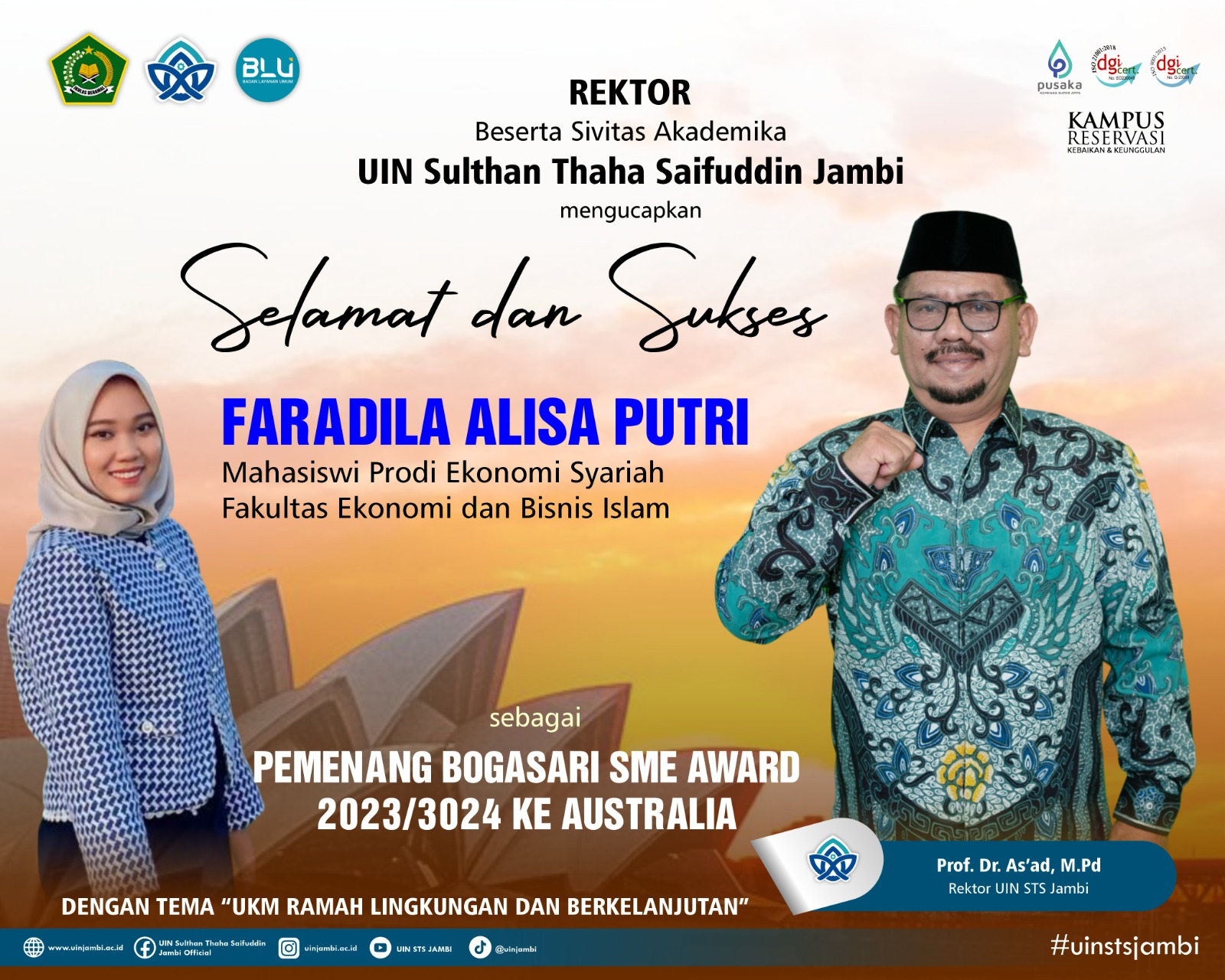 Membanggakan! Mahasiswa UIN STS Jambi Masuk Nominator Bogasari SME Award