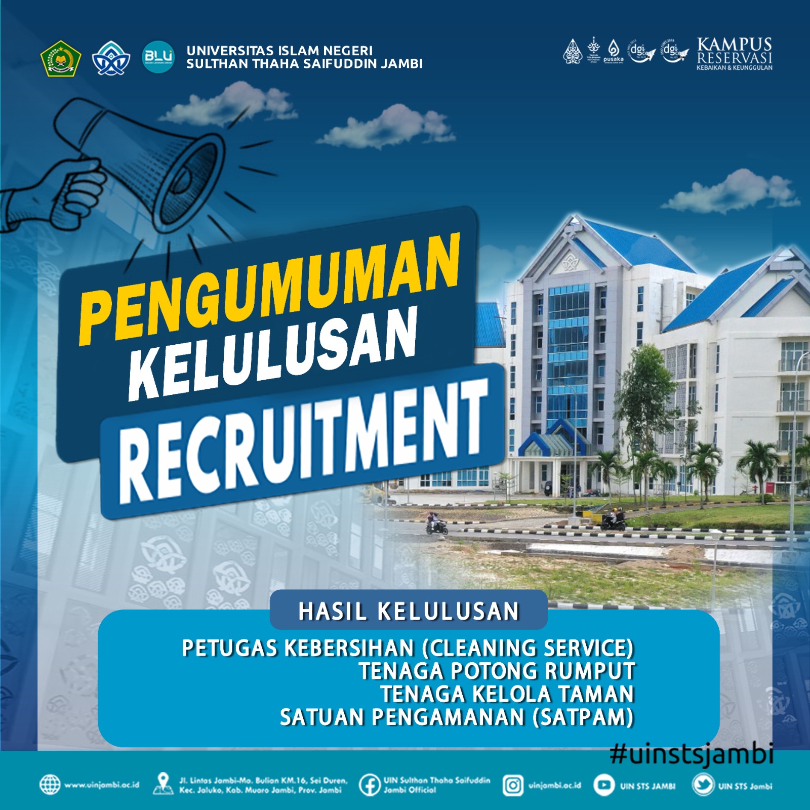 Pengumuman : Kelulusan CS dan Satpam