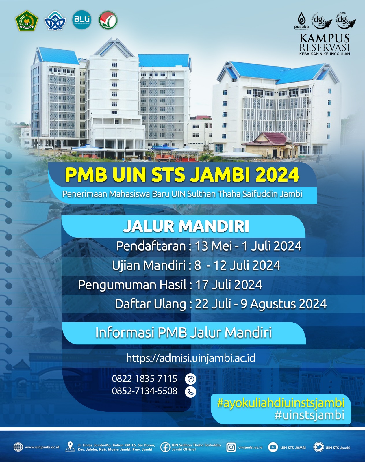 Buka Jalur Mandiri, UIN STS Jambi Tawarkan 40 Program Studi