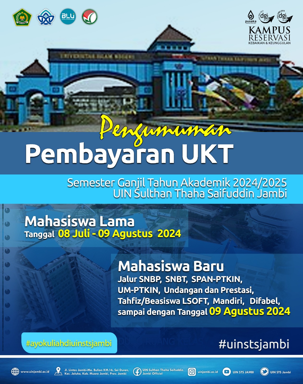 PENGUMUMAN : PEMBAYARAN UKT BAGI MAHASISWA LAMA DAN BARU