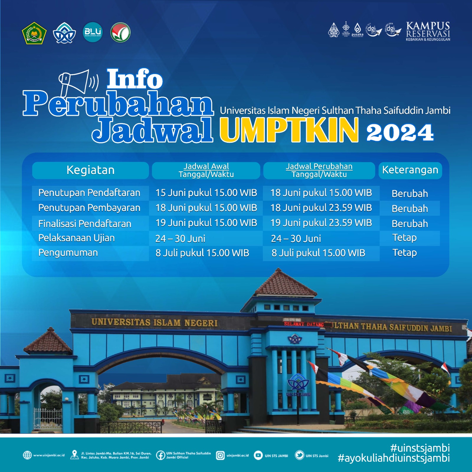 Perpanjangan Pendaftaran Mahasiswa Baru Jalur UM-PTKIN