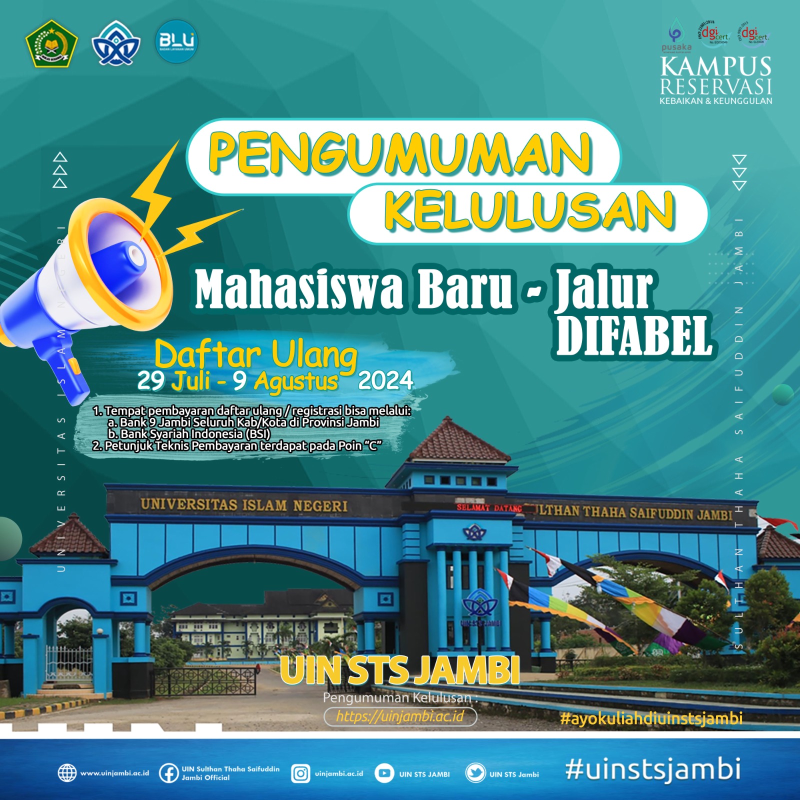 KELULUSAN MAHASISWA BARU JALUR DIFABEL