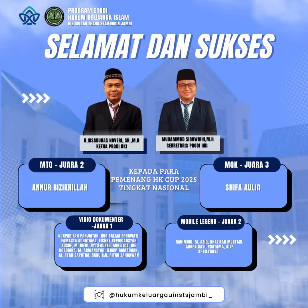 Berkilau di Kancah Nasional: Mahasiswa HKI UIN STS Jambi Sabet Prestasi Gemilang di HK CUP 2025
