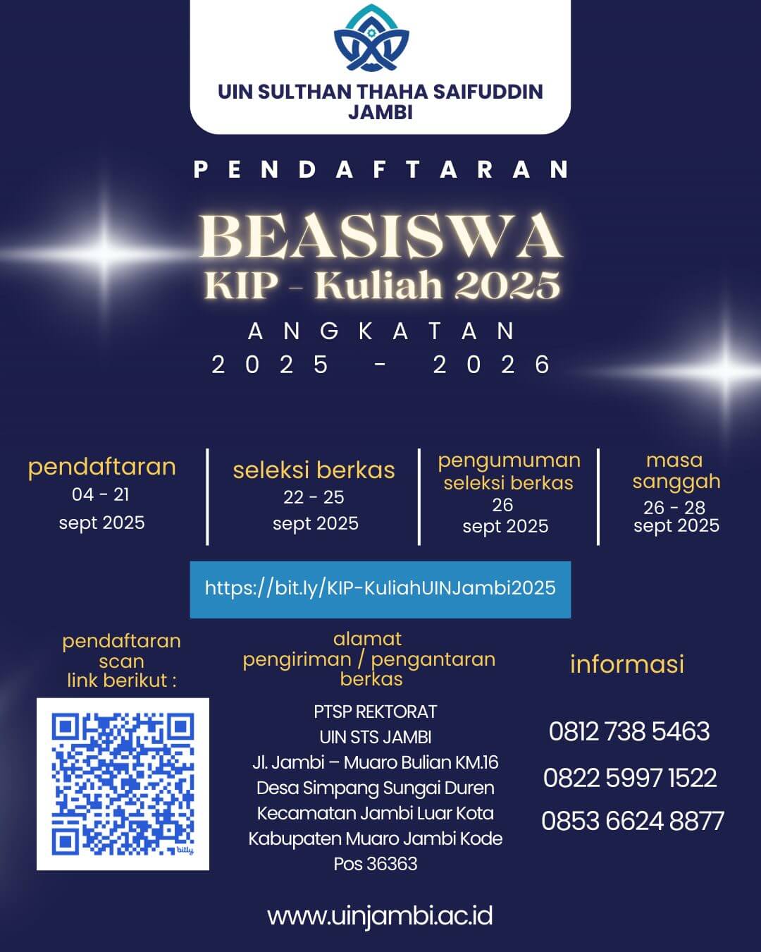 Pendaftaran Beasiswa KIP bagi Mahasiswa Baru UIN STS Jambi