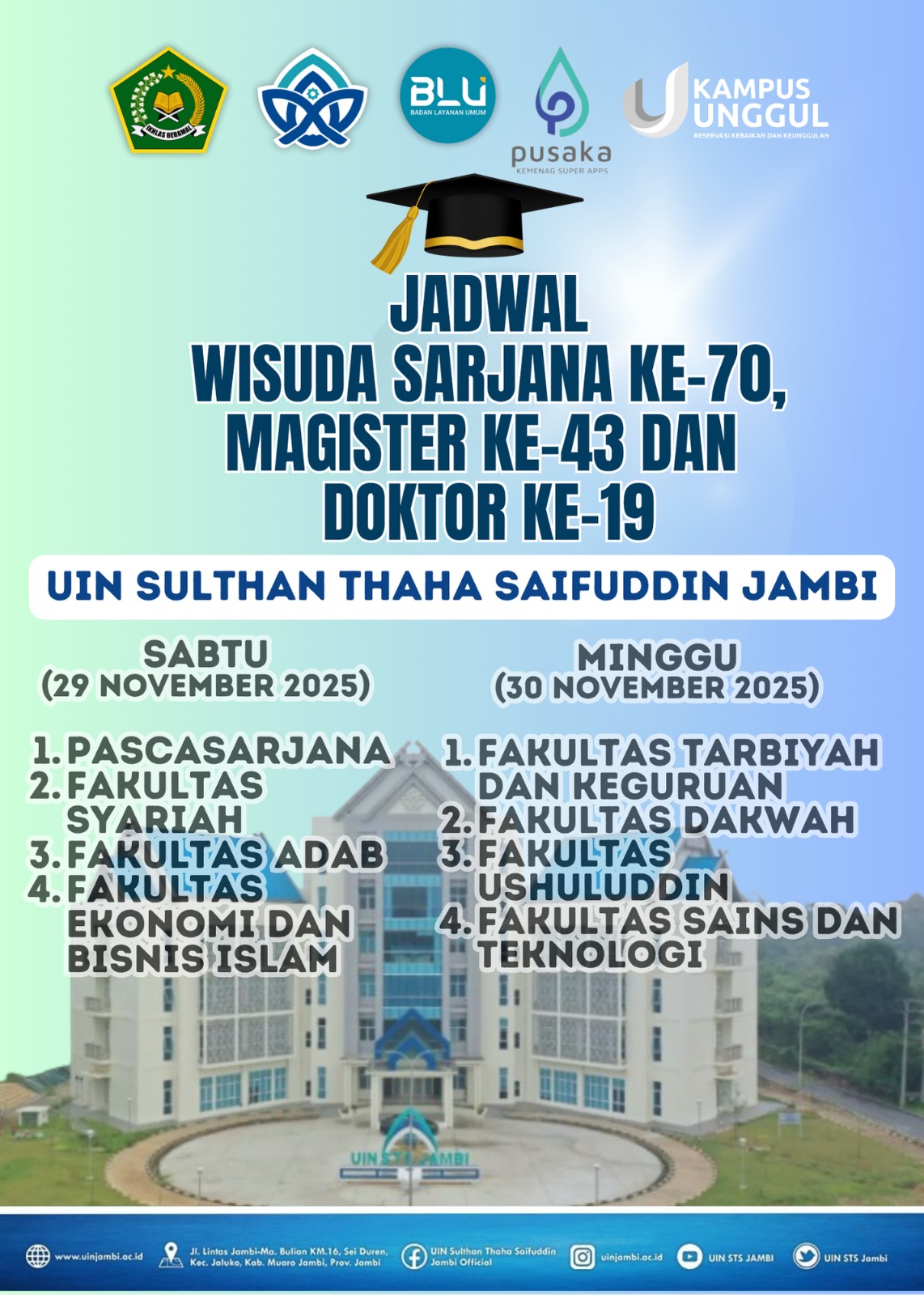 Jadwal Gladi Wisuda Periode II 2025