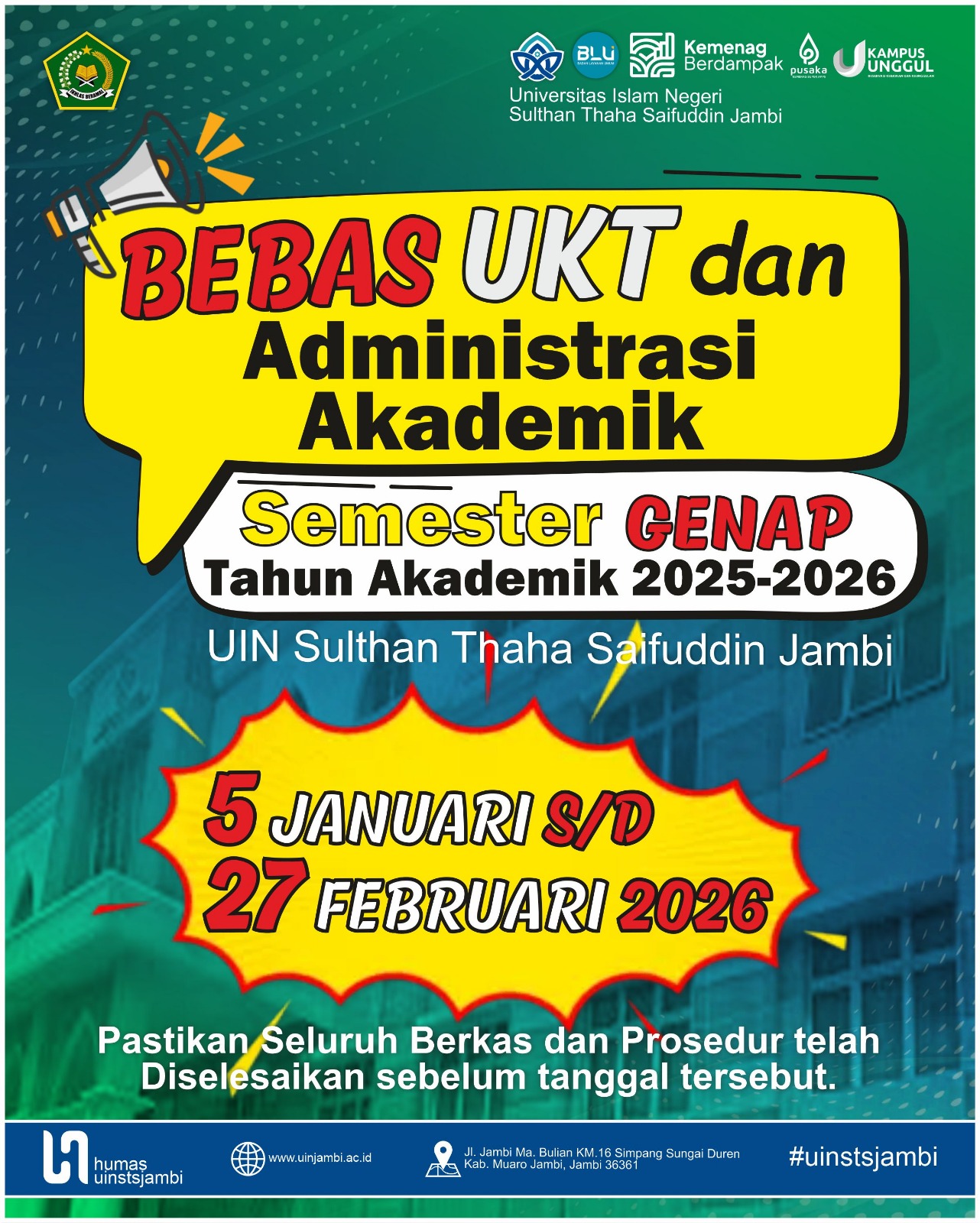 Batas Bebas UKT dan Administrasi Akademik