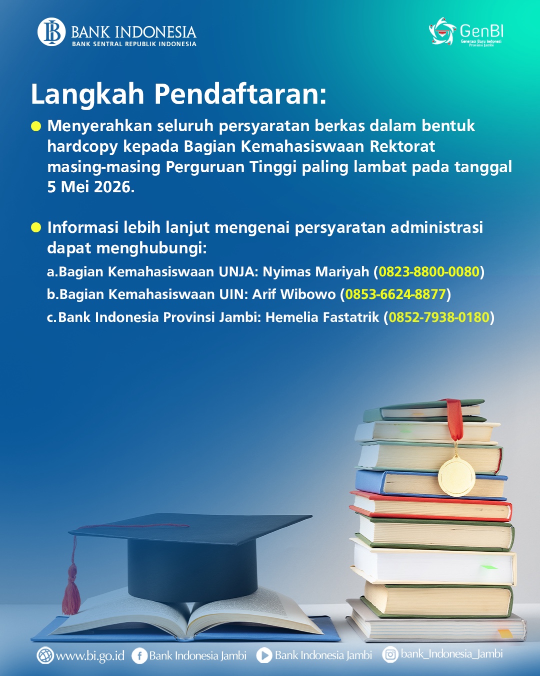 Daftar Mahasiswa UIN STS Jambi Lolos Seleksi Administrasi Beasiswa Bank Indonesia 2026