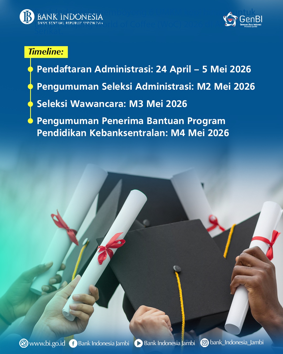 PENERIMAAN BEASISWA BANK INDONESIA 2026