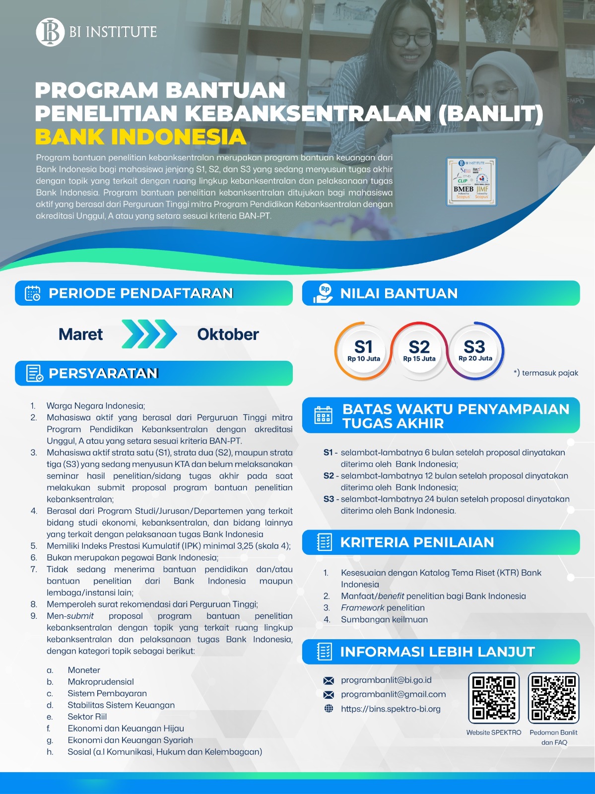 Program Bantuan Penelitian Kebanksentralan Bank Indonesia 2026 Resmi Dibuka