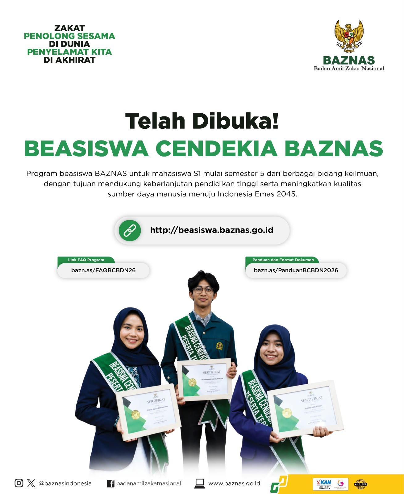 PENDAFTARAN BEASISWA CENDEKIA BAZNAS 2026