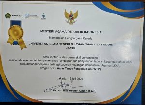 UIN STS Jambi Raih Penghargaan Menteri Agama atas Opini WTP Laporan Keuangan 2025