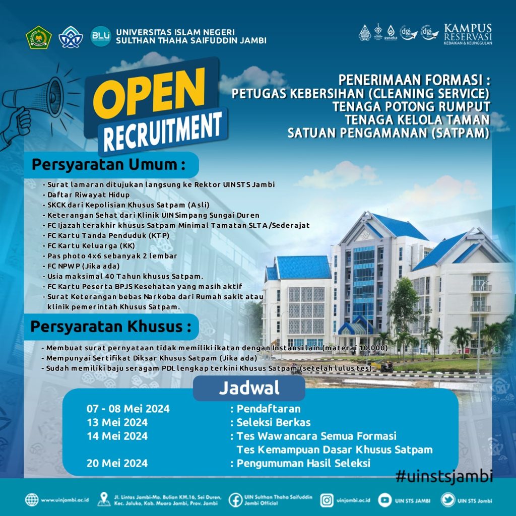 Penerimaan Jasa Petugas Kebersihan (Cleaning Service) Tenaga Potong Rumput dan Satuan Pengamanan (Satpam)