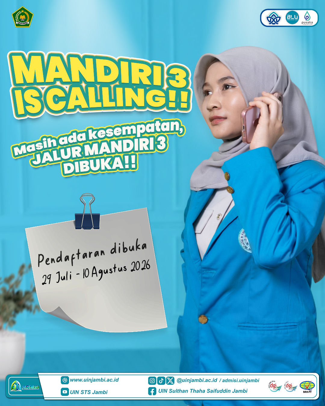UIN STS Jambi Buka PMB Jalur Mandiri 3, Tersedia Prodi Baru: Manajemen Haji dan Umroh